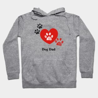 Doodle red paw print. Dog Dad text with heart Hoodie